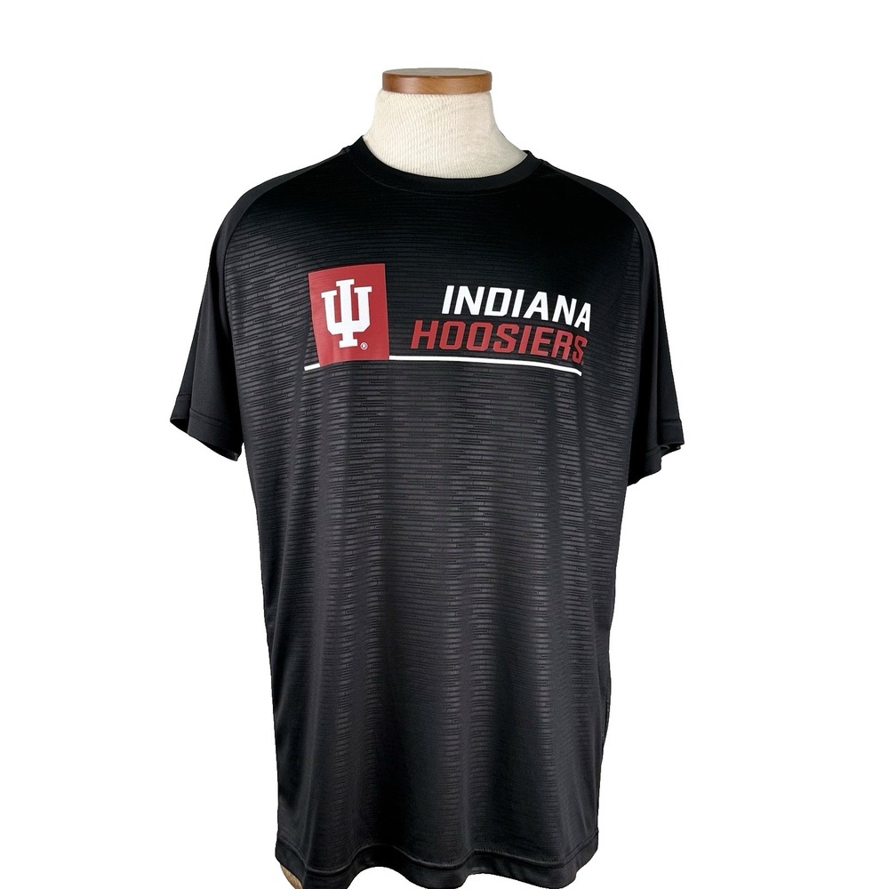 Indiana Hoosiers IU Football Performance T Shirt Men L Black Raglan Short Sleeve